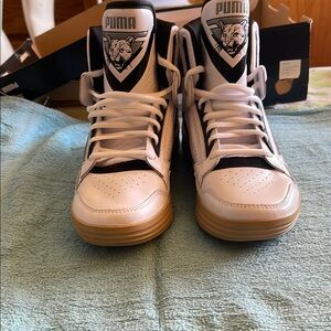 Puma White and Black High-Top Sneakers